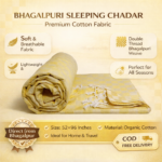 Premium Bhagalpuri Cotton Chadar Checkered Yellow-5296 in