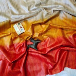 Triple Dye Pure Tussar Ghicha Silk Saree