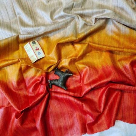 Triple Dye Pure Tussar Ghicha Silk Saree