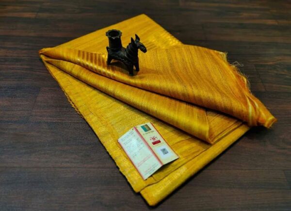 Pure Silk Tussar Ghicha Saree with Woven Zari Border