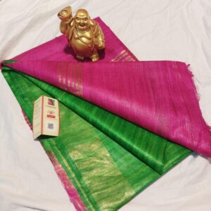 Pure Silk Tussar Ghicha Saree with Woven Zari Border