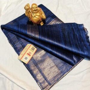 Pure Silk Tussar Ghicha Saree with Woven Zari Border