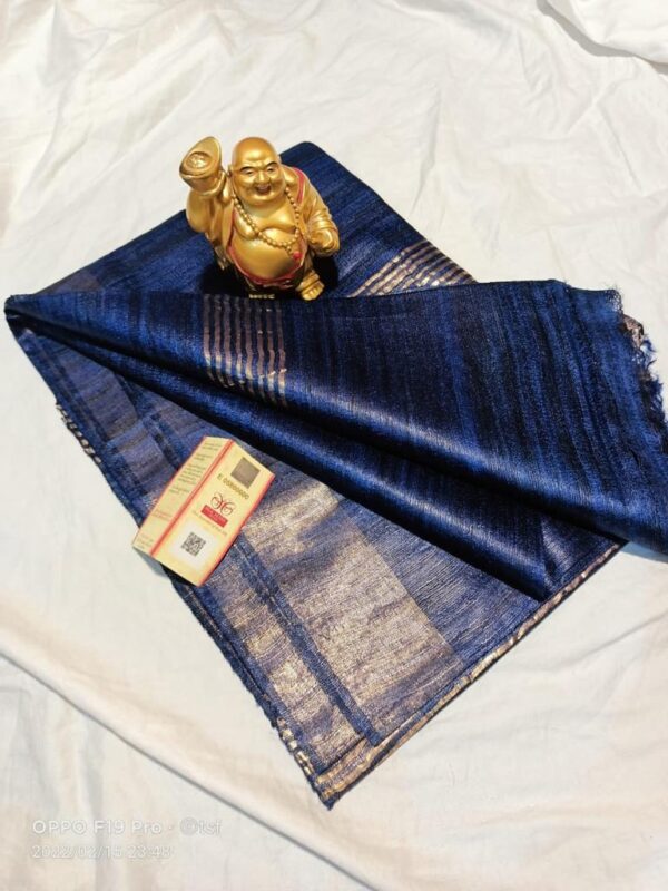 Pure Silk Tussar Ghicha Saree with Woven Zari Border