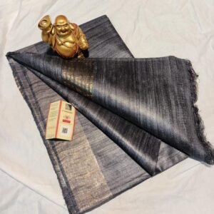 Pure Silk Tussar Ghicha Saree with Woven Zari Border