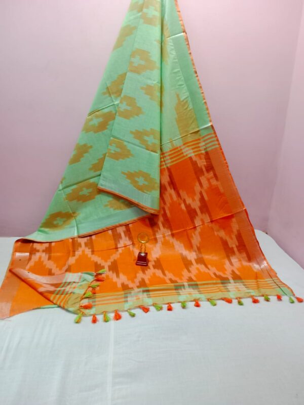 Bhagalpuri Handloom Pure Cotton Ikkat Saree for Women