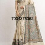 Pure Handloom Desi Tussar Silk Madhubani Hand Painted Saree