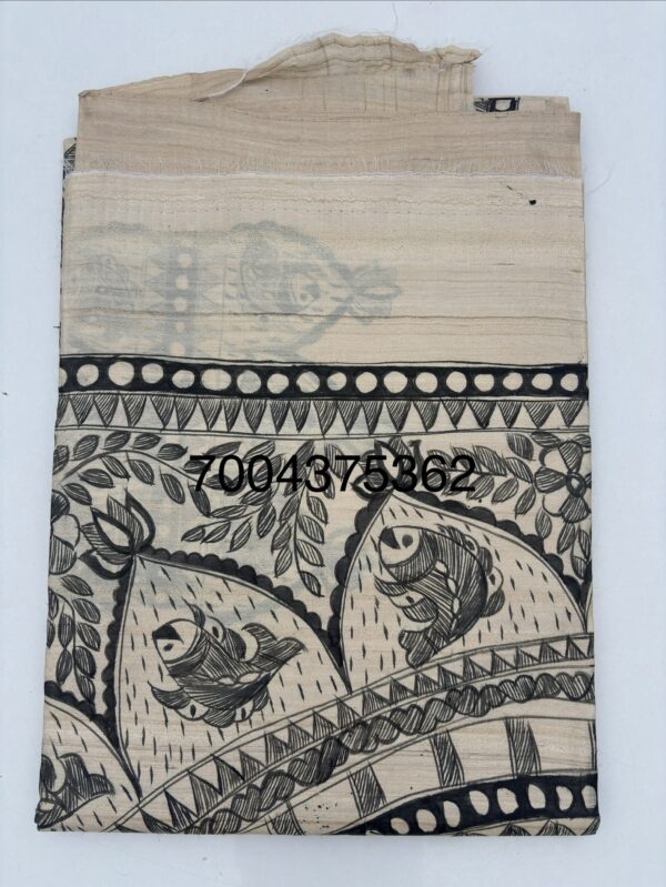Pure Handloom Desi Tussar Silk Madhubani Hand Painted Saree