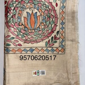 Premium Handloom Pure Desi Tussar Silk Saree | Hand-Painted Madhubani Anchal & Border
