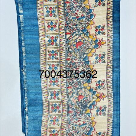 Handloom Tussar Ghicha Silk Saree Screen-Printed