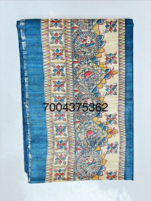 Handloom Tussar Ghicha Silk Saree Screen-Printed