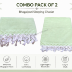 Bhagalpuri Dull Chadar Plane 52x96 in Pack of 2 Parrot Green