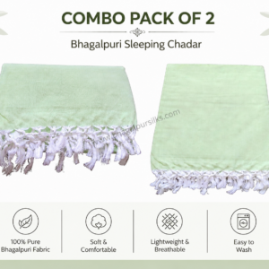 Bhagalpuri Dull Chadar Plane 52x96 in Pack of 2 Parrot Green