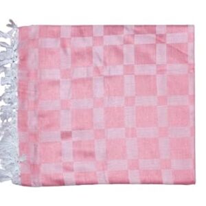 Bhagalpuri Chadar Large Check 52X96 inch Pink